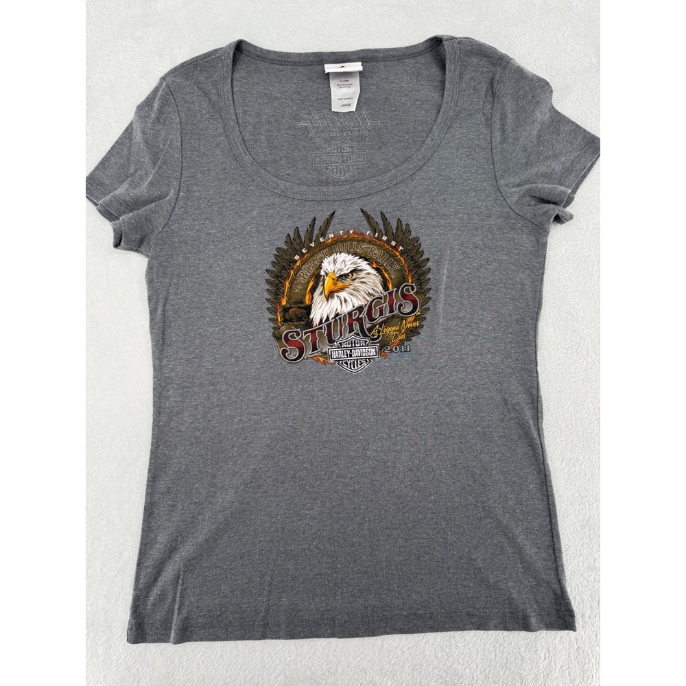 Harley-Davidson Womens Sturgis 2011 71st Black Hills Rally T-Shirt Gray Large